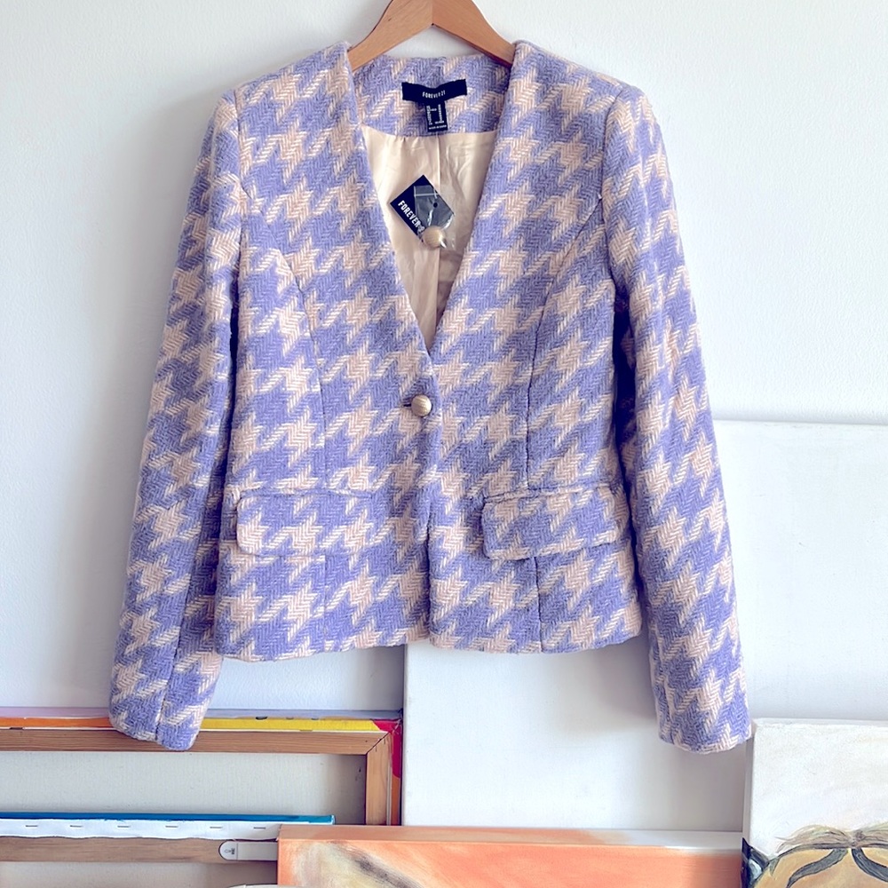 Forever 21 Tweed Houndstooth Blazer / jacket